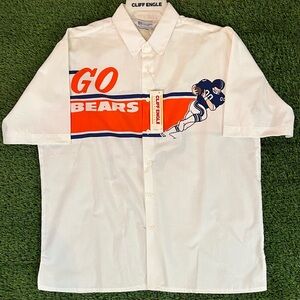 NWT Vintage 1980s Cliff Engle NFL Chicago Bears Football Button Up Shirt Size  L